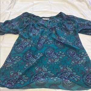 Roper Teal and Purple Paisley Blouse